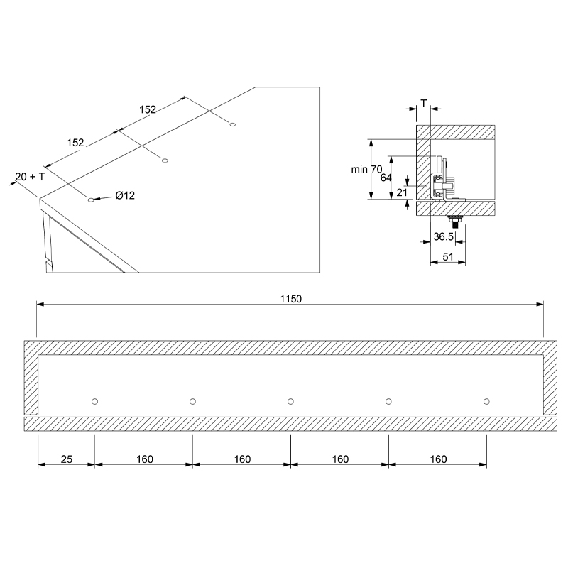 RUNNER FOR SLIDING KITCHEN TOP, 120cm RUNNERS FOR SLIDING KITCHEN TOPS